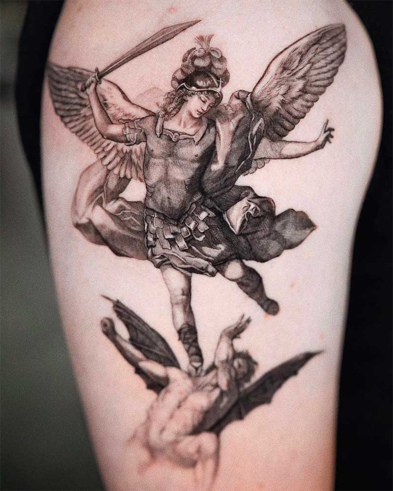archangel michael sword tattoo