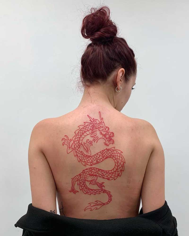 Red oriental style dragon tattoo  Tattoogridnet