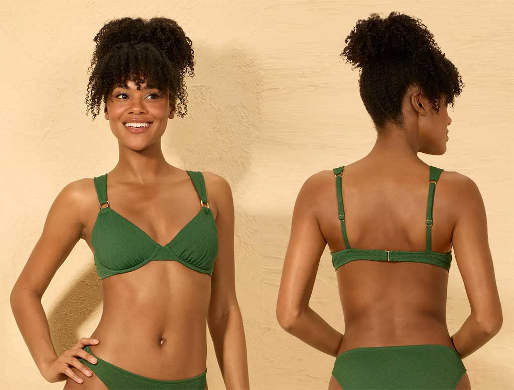 Women's Crepe Ring-Front Underwire Bikini Top