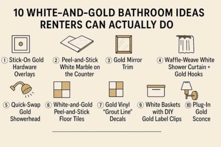 White-and-Gold Bathroom Ideas Renters Can Actually Do
