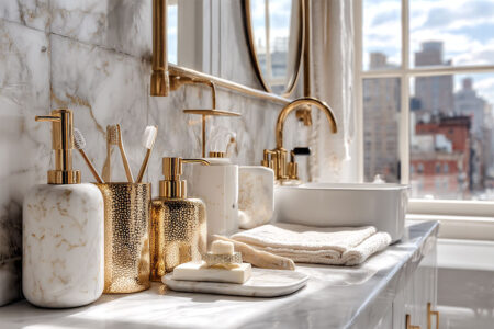 White and Gold Bathroom Accessories