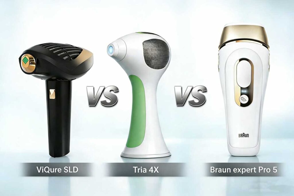 ViQure SLD Hair Removal Device vs Tria 4X vs Braun Expert Pro