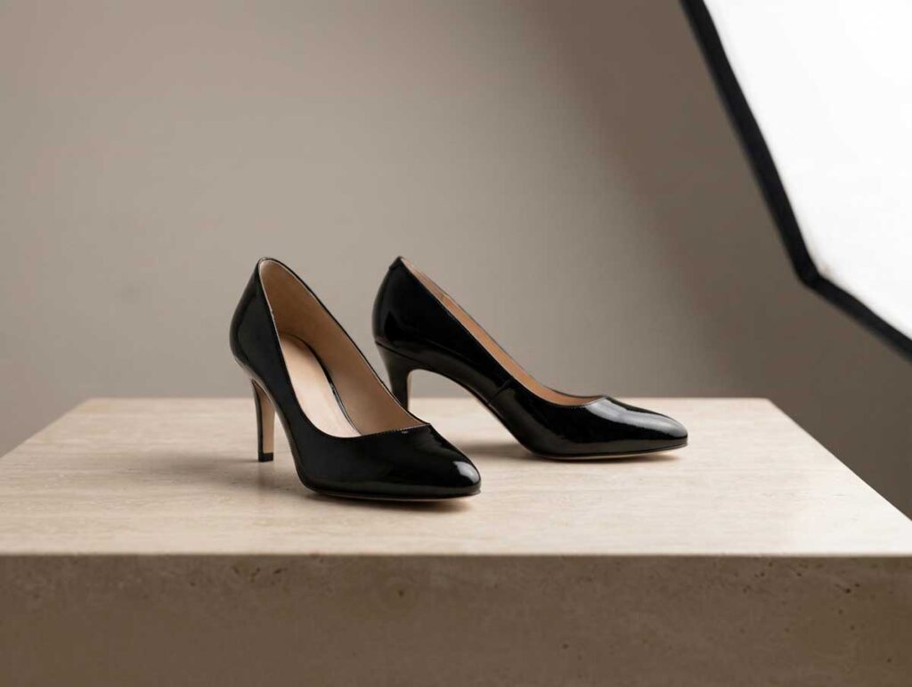 Classic pumps with a closed toe, low-cut front, and elegant heel